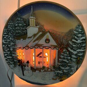 Popular Imports Church Lighted Plate Christmas theme